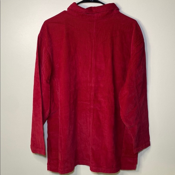 Denim&Co Red Utility Jacket Classic Collar Relaxed Fit - Picture 7 of 9